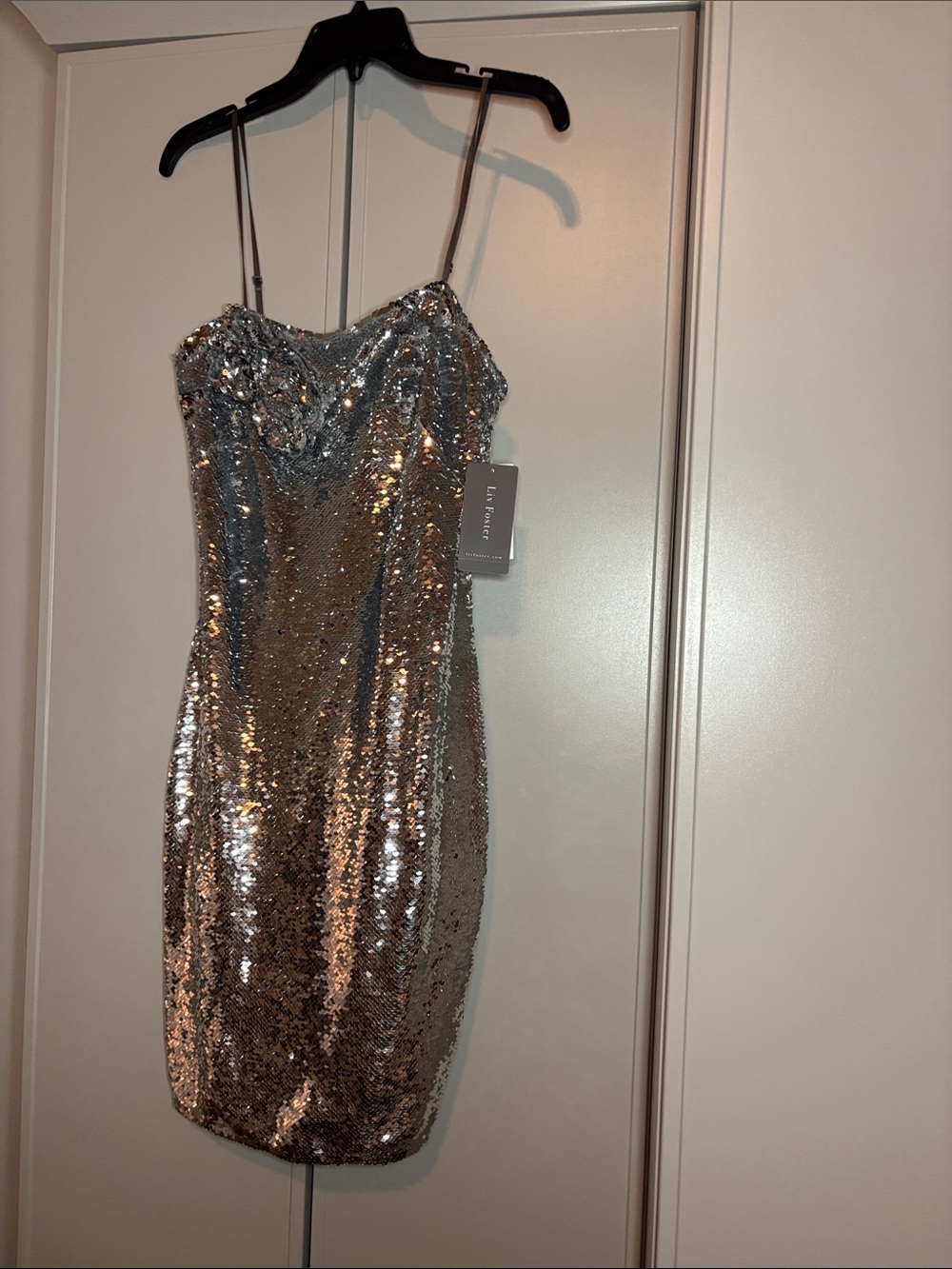 Liv Foster Sequin Slip Dress - Silver - Picture 3 of 12